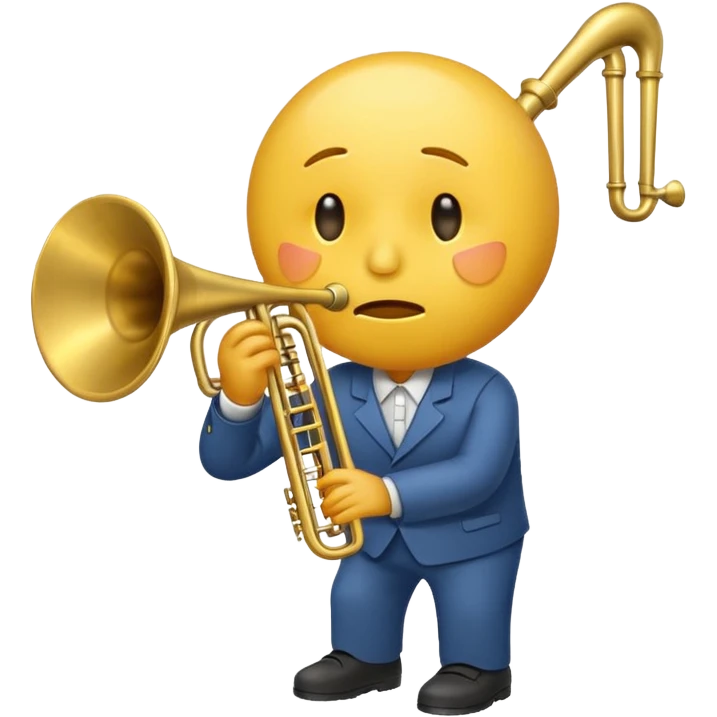 Emoji triste tocando el trombón emoji