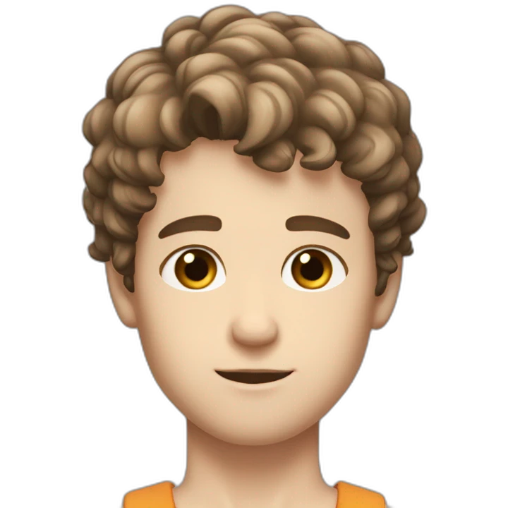 a tall and muscular white boy with short fluffy brown hair and gorgeous dark brown eyes emoji