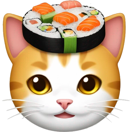 cat wearing sushi as a hat emoji