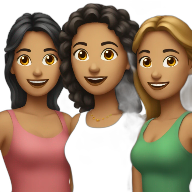 3 latin female friends emoji