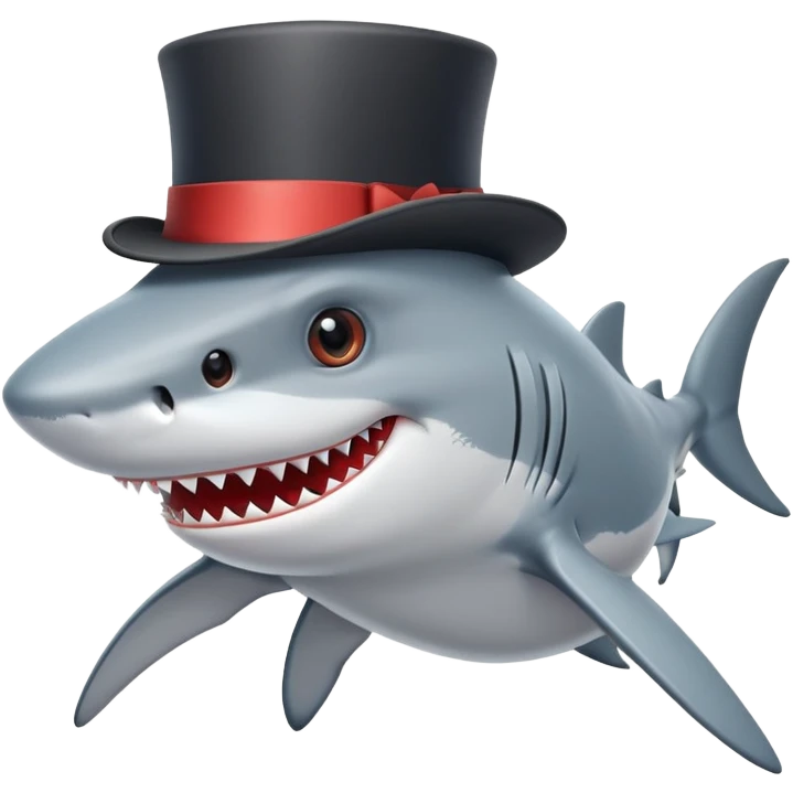 Shark with a top hat emoji