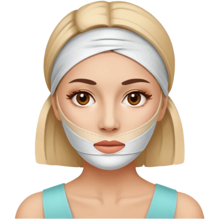 woman with facelift bandage her face emoji