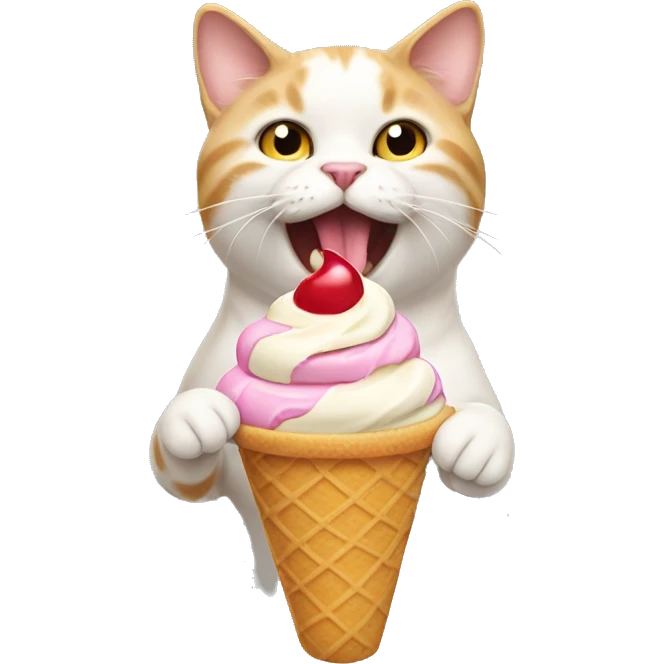 buff cat eating ice cream emoji