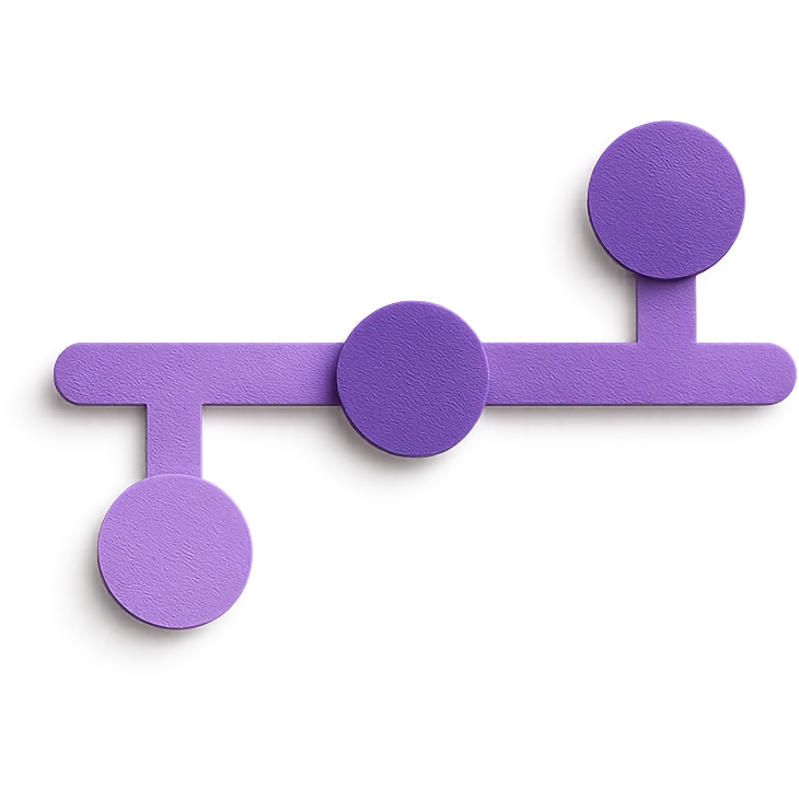 "Timeline", no text, with the colors: Primary Purple:  #8B5CF6
  Light Purple:    #A78BFA emoji