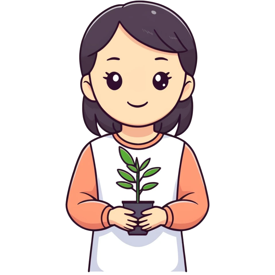 Girl holding a plant emoji