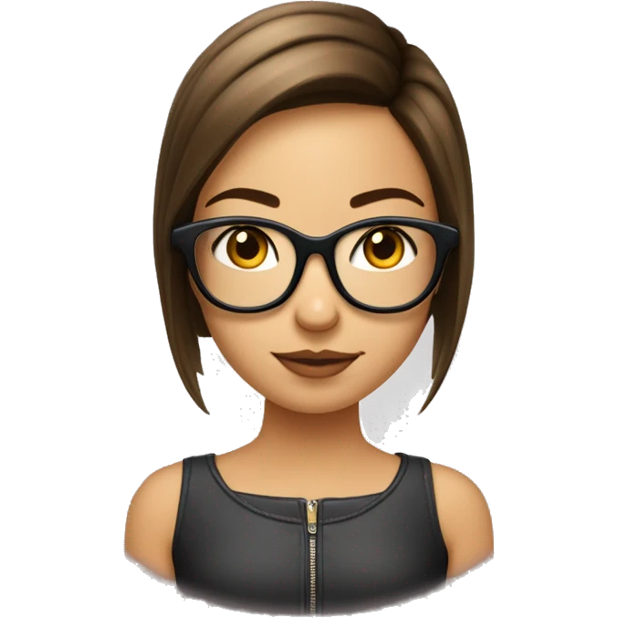 Fille a lunettes cheveux lisse court avec meche sur la droite emoji