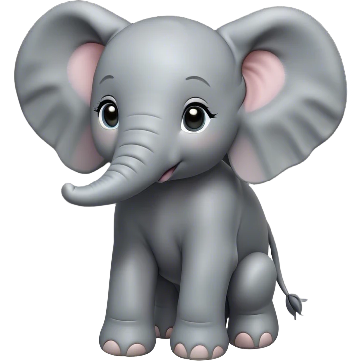 Cinematic Noble Baby Elephant Portrait Emoji, Poised and regal, with a tiny, endearing build and a soft, smooth gray hide, delicate floppy ears and a small, curious trunk, deep-set soulful eyes, Simplified yet sharp and sophisticated features, highly detailed, glowing with a gentle, dignified glow, high shine, intelligent and adorable, stylized with an air of miniature majesty, focused and attentive, soft glowing outline, capturing the essence of a watchful and confident little elephant, so majestic it feels as though it could toddle out of the screen with effortless authority! emoji