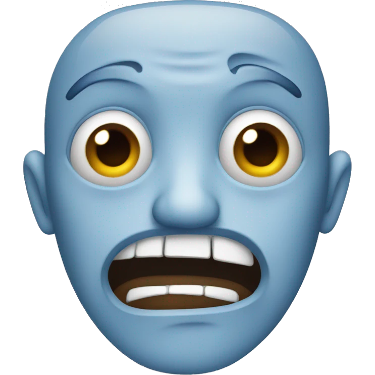 blue face with eek mouth and concerned eyebrows emoji