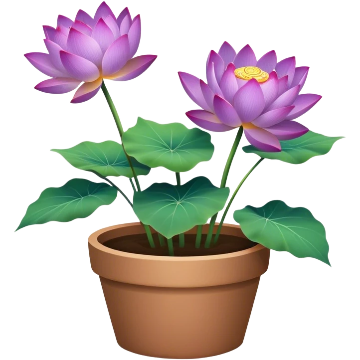 flower pot Purple Lotus,stem, Lotus leaf, bunch emoji