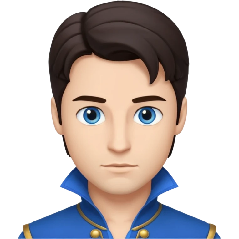 Prince Fiyero from Wicked with blue eyes, dark brown hair, blue outfit emoji