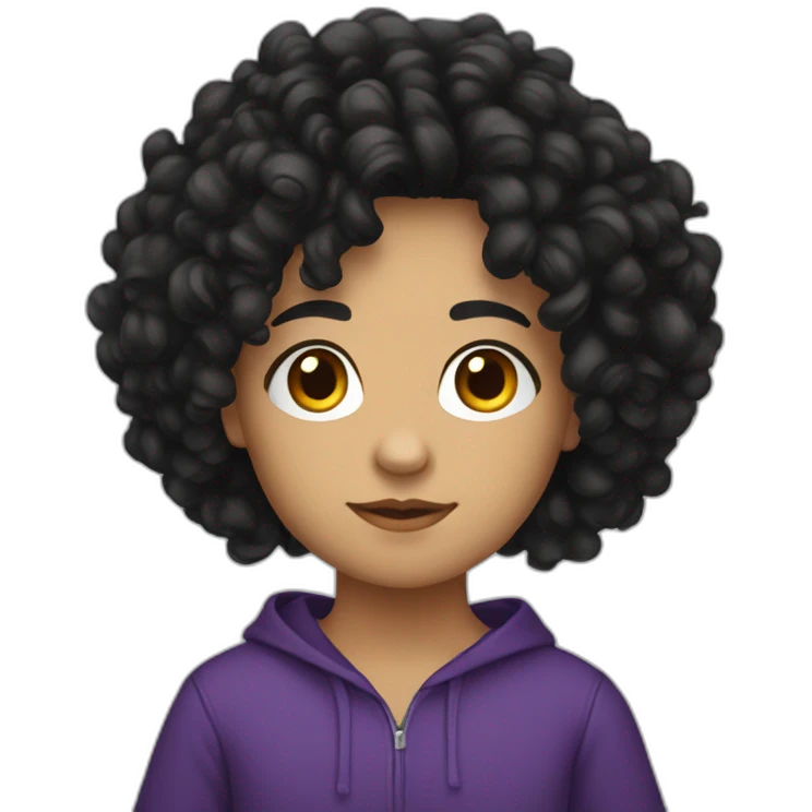 Métis teenager with black curly hair emoji