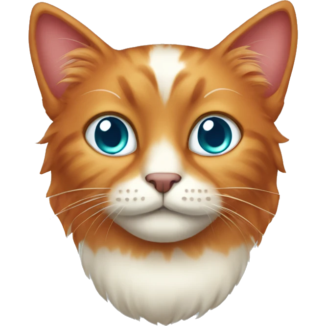A red cat with a long mustache and green-blue eyes emoji
