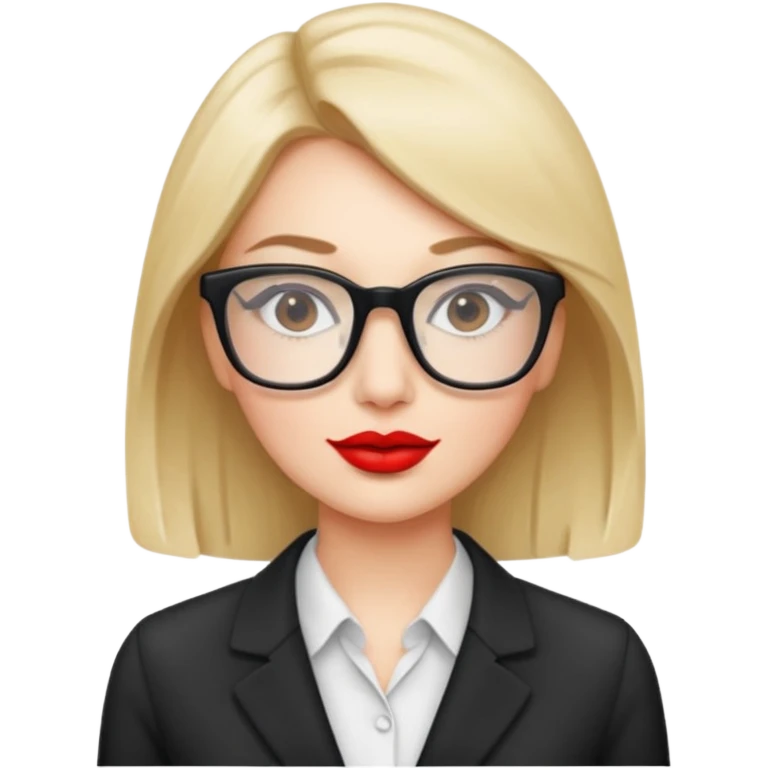 office working woman with rectangle glasses and red lipstick  emoji