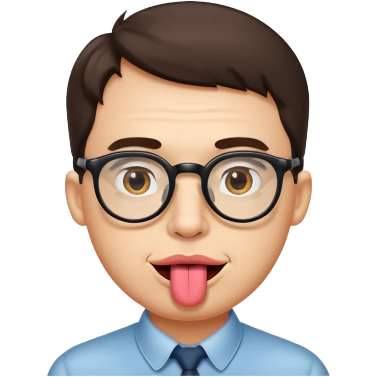 a bespectacled man with a tongue in cheek emoji