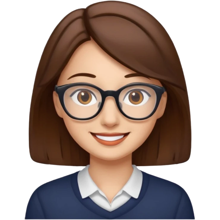 Women brown eye and brown hair with glasses snfearing emoji