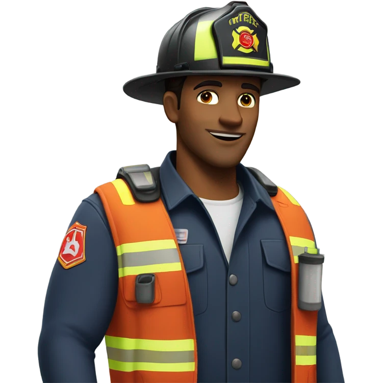 A hot brunette dad as a firefighter emoji