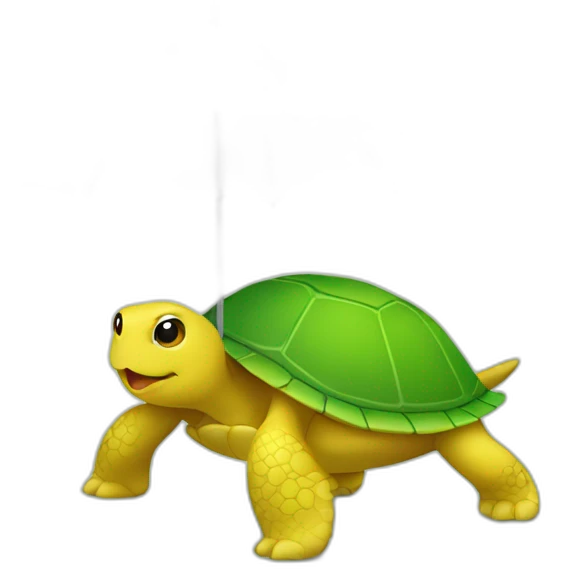 a yellow turtle with a green umbrella emoji