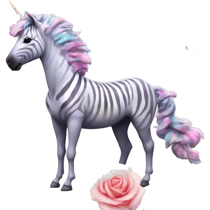 Zebra sparkling nebula unicorn Pegasus collage roses emoji