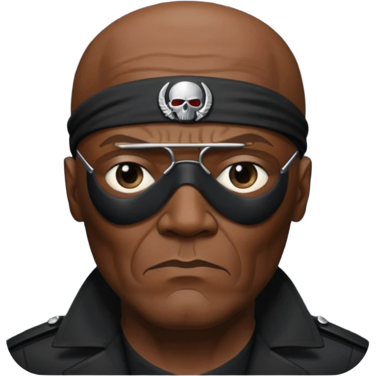 Create nick fury Superhero Emoji face only 1 eye patch black old person emoji