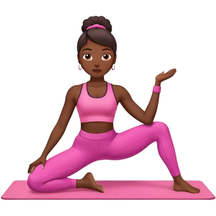 dark-skinned woman doing Pilates in pink sportswear emoji