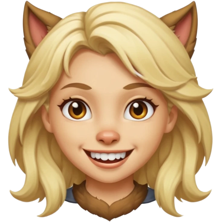 Werewolf blode girl with a smile emoji