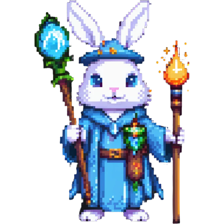 rabbit wizard with magic staff emoji