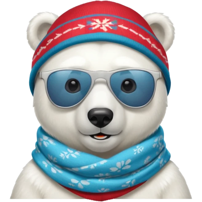 cute polar bear with scarf and sunglasses emoji