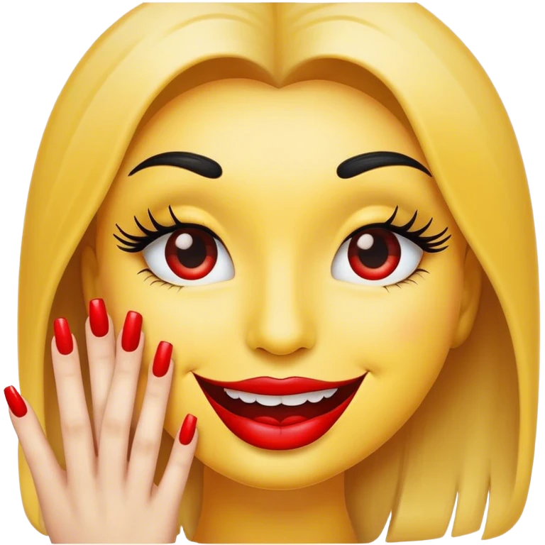 Smiley emoji have nails ,lashes and lips  emoji