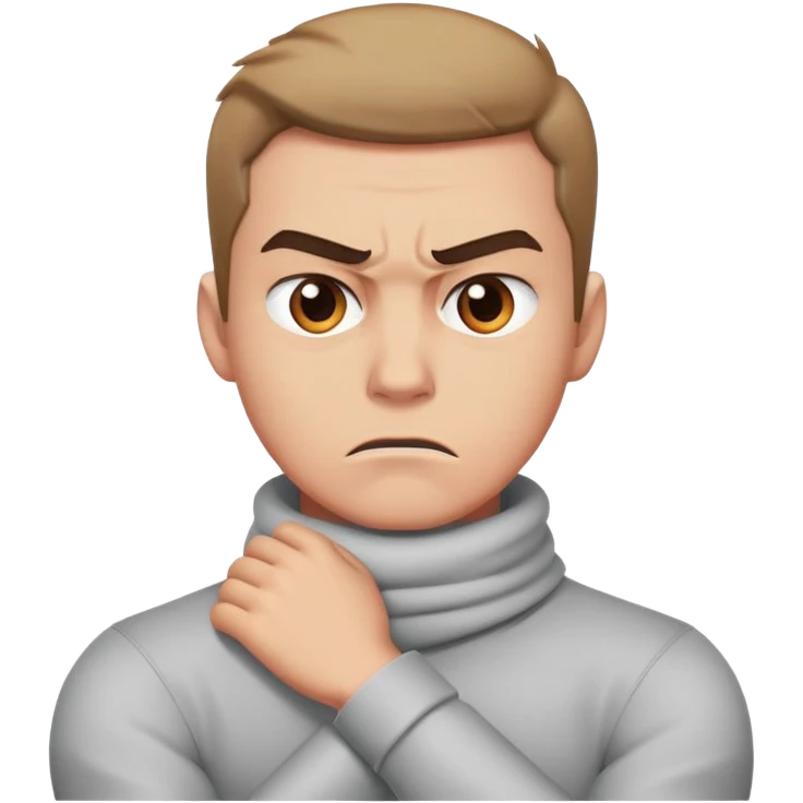 guy crossing arms around neck angry face emoji