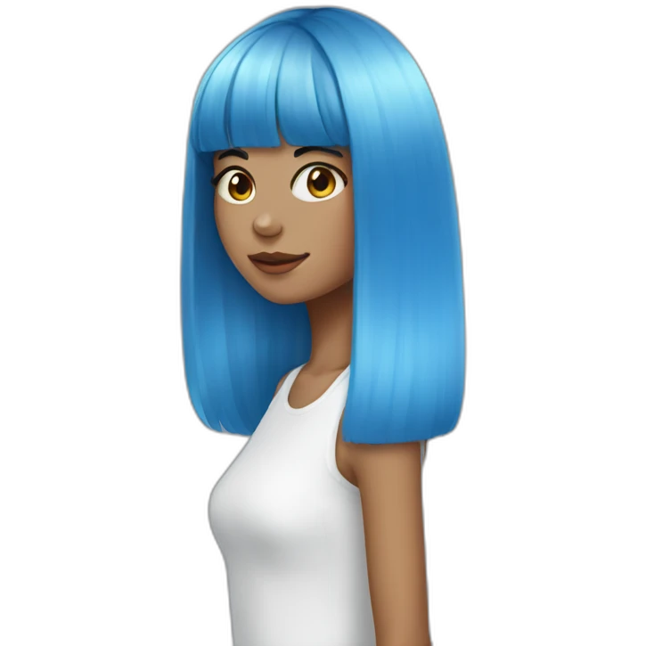 girl blue hair with bang emoji