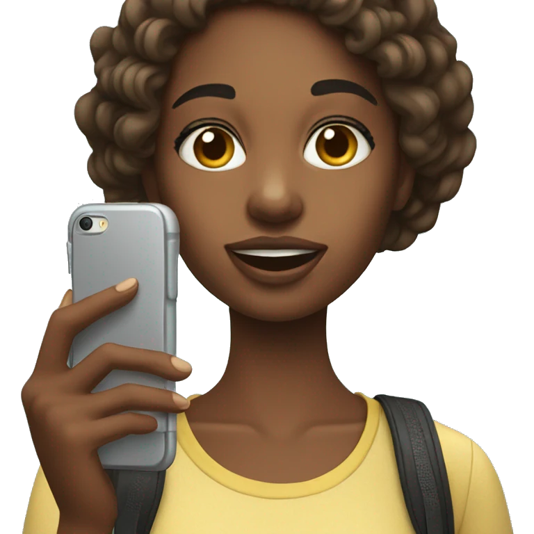 Girl taking selfie with her phone emoji