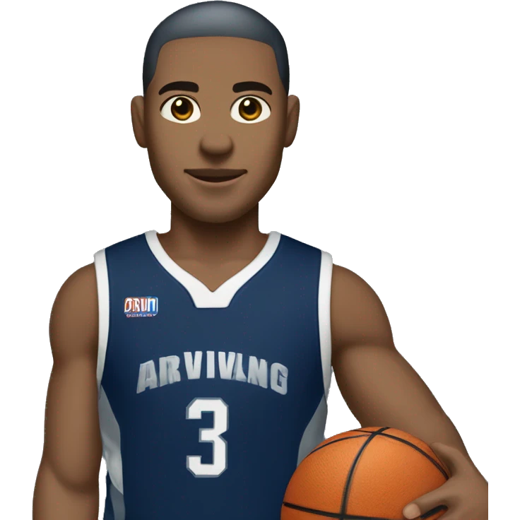 basketball player (light skin) in dark blue and silver uniform emoji