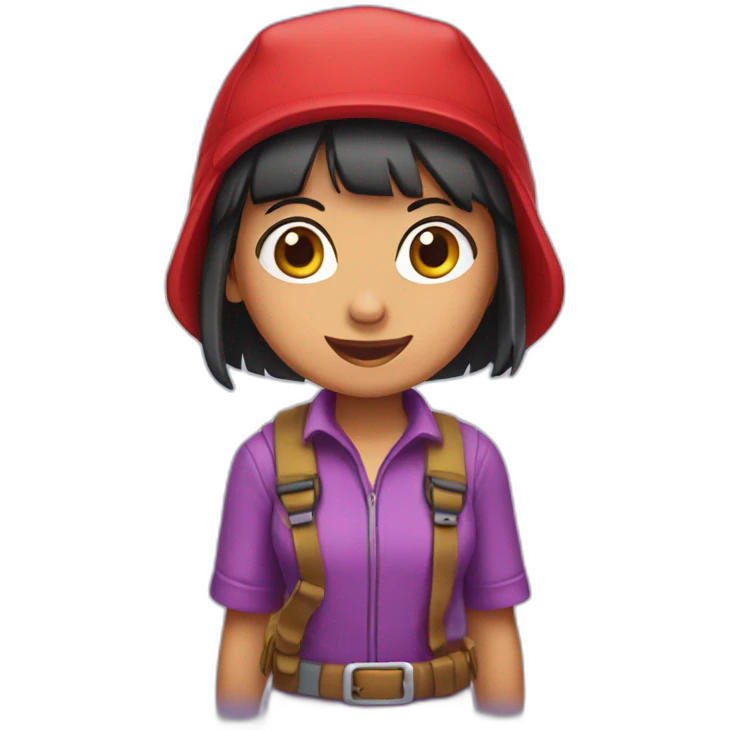 adventure dora using a red christmas hat emoji