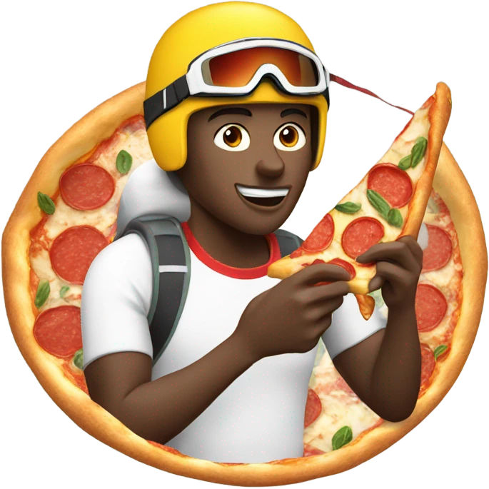 Skier eating pizza emoji