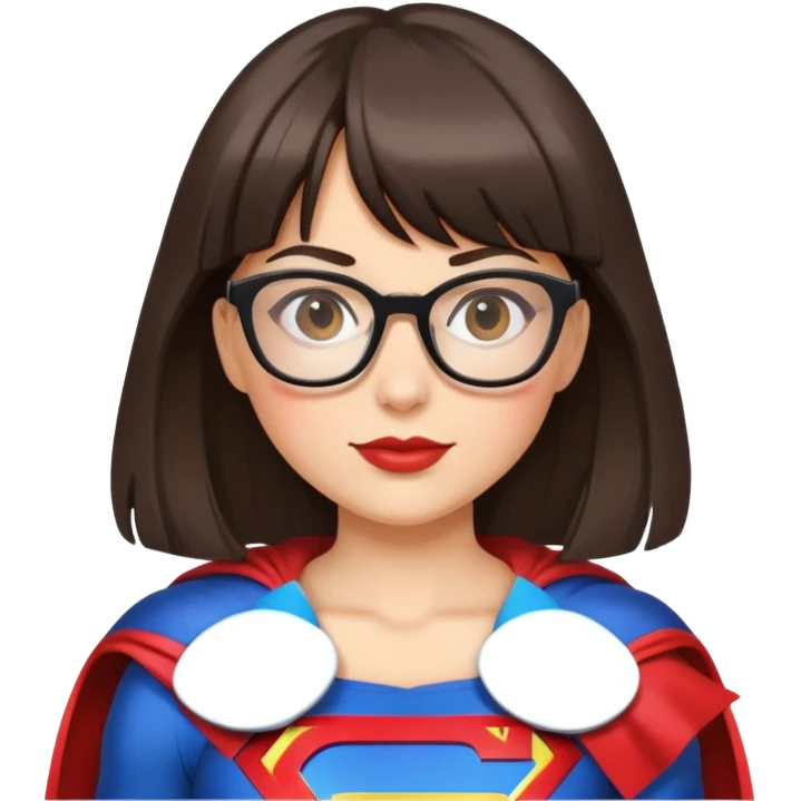 Super woman with glasses and bangs emoji