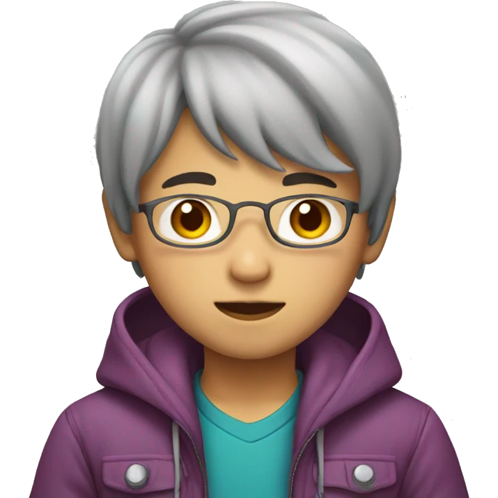 asian boy in multicolored jacket emoji