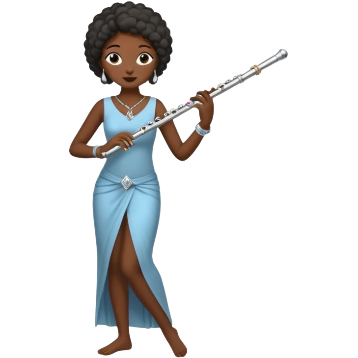 black woman playing blowing flute full body emoji