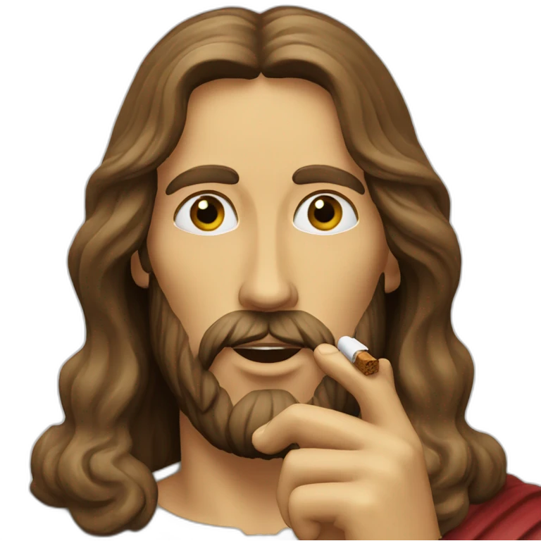 Jesus putting a cigy in his mouth emoji