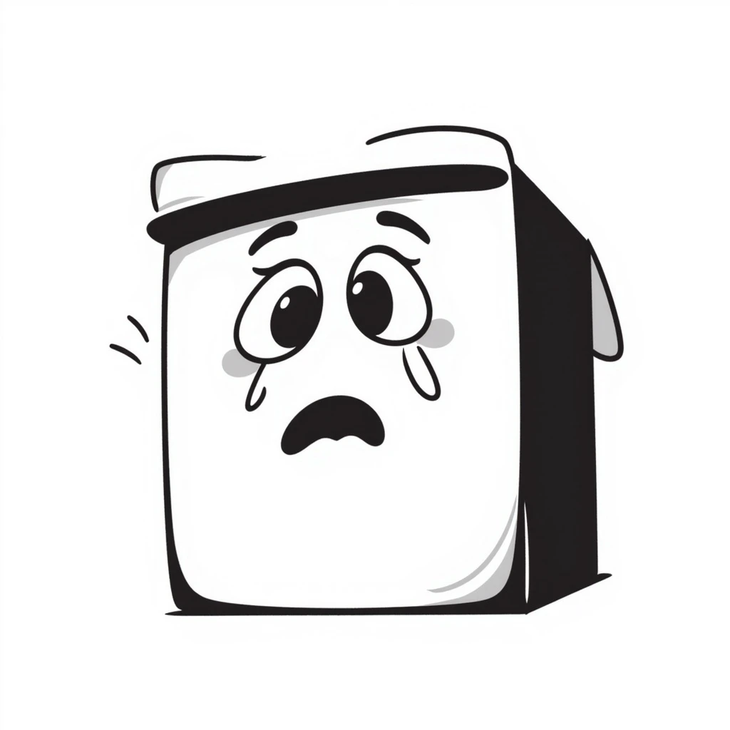 crying box, hand drawn doodle style emoji