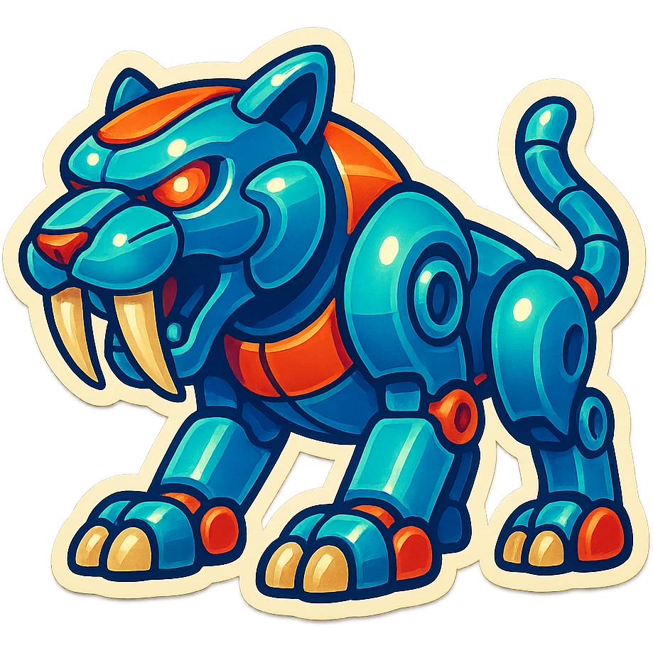 robotic saber tooth cat emoji