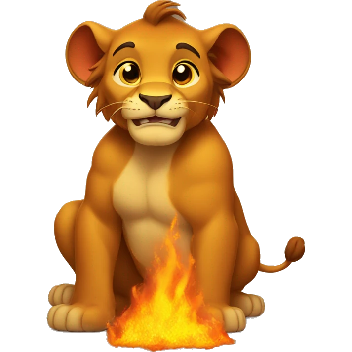 Simba with fire emoji emoji