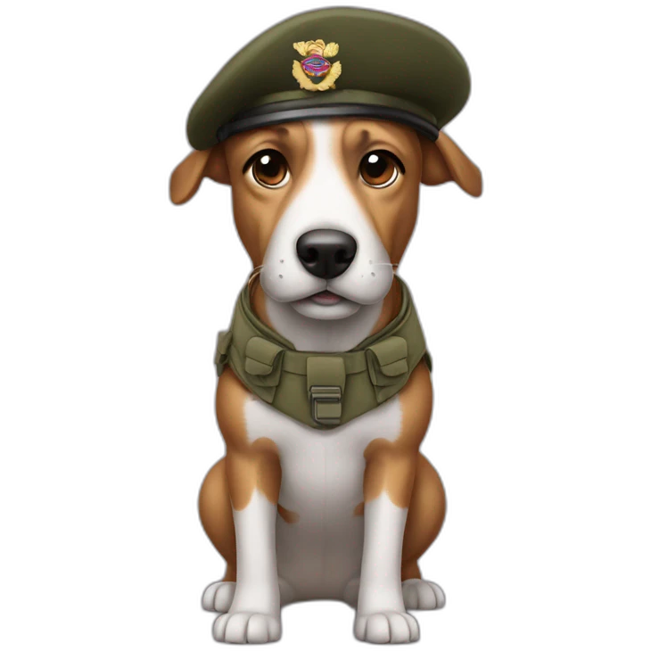 Dog wearing a parachute regiment beret emoji