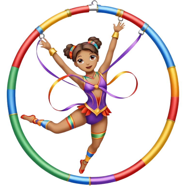 A metallic acrobat hoop decorated with ribbons, perfect for the woman to do aerial stunts inside the circus tent. emoji