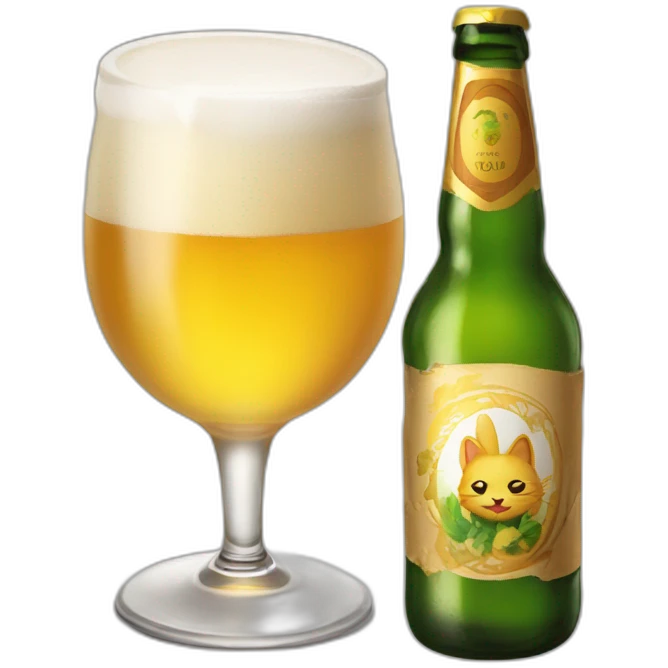 Un chat isabelle qui boit une bière emoji