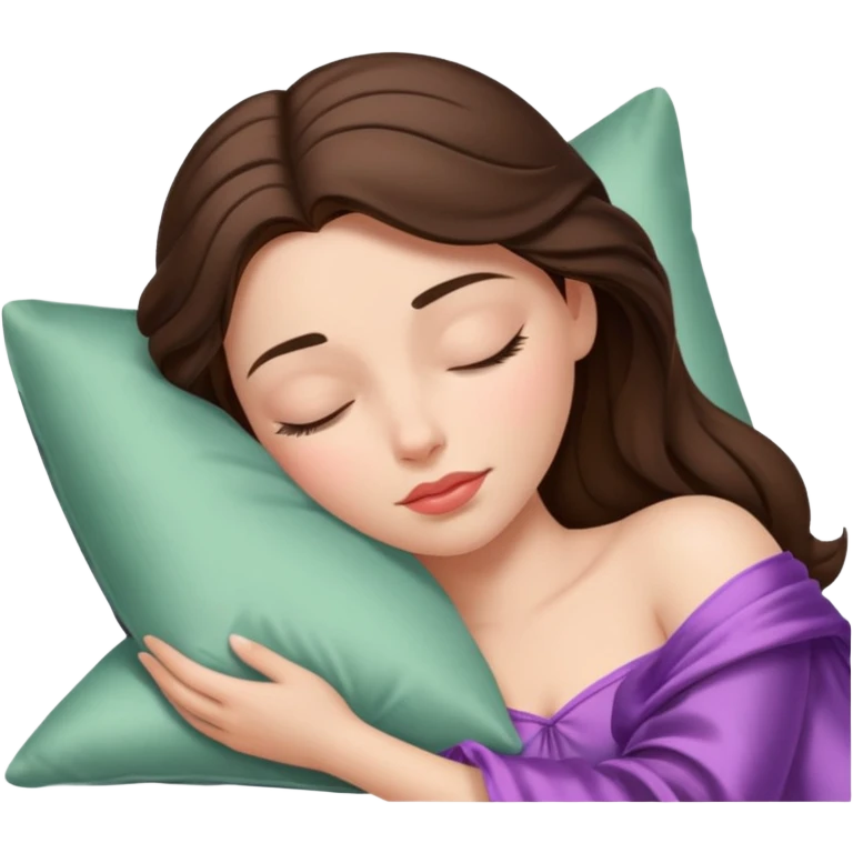 sleeping beauty brunette white girl with a silk pillow emoji