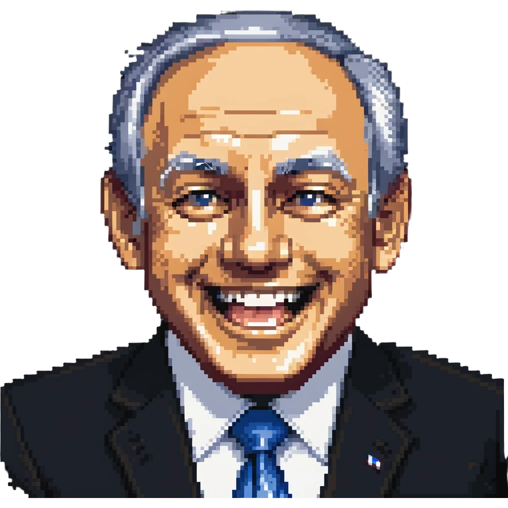 Benjamin Netanyahu shaking his head and laughing emoji