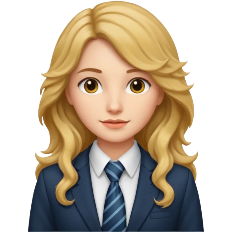 long wavy haired woman with tie and blazer emoji