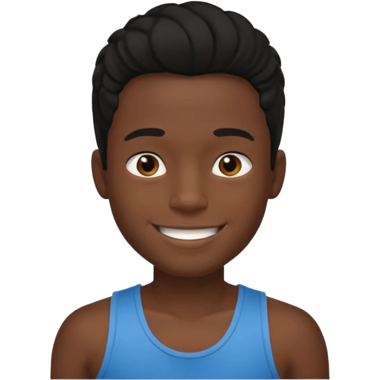 Un garçon qui a des locks noir  il sourit c’est un renoi il a un débardeur emoji