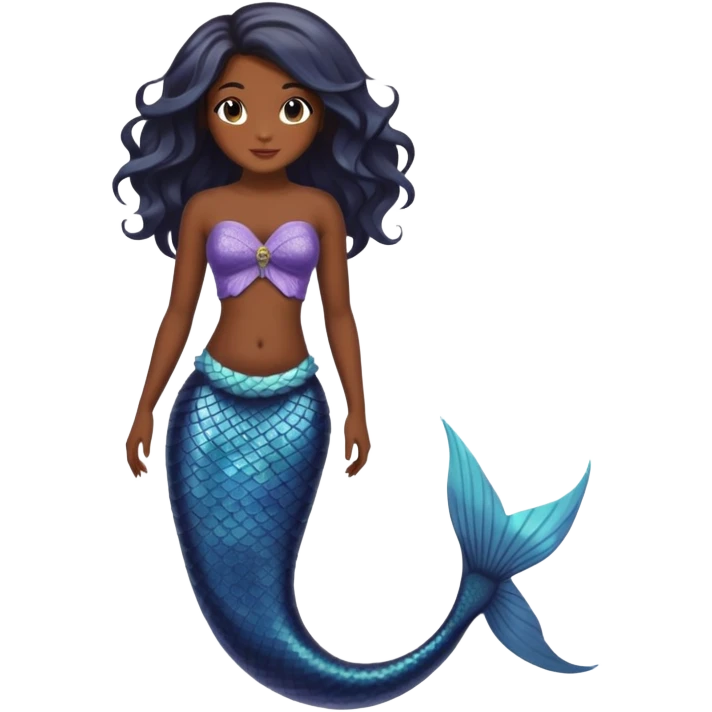 full body black mermaid with dark skin and fish tail emoji