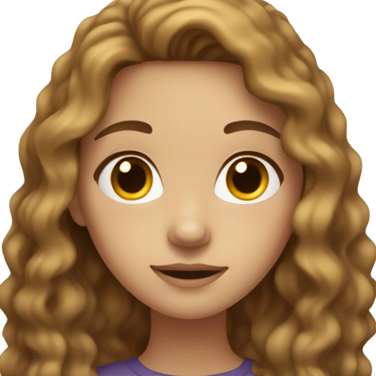 girl with light brown wavy hair and dark brown eyes emoji
